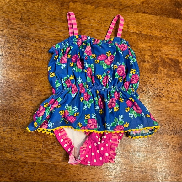 Matilda Jane blue pink floral one piece swim suit size 12-18 months